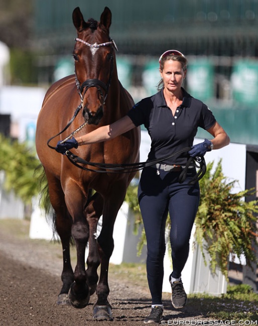 Dominican republic's Yvonne Losos de Muniz and Aquamarijn at the trot up for the 2019 CDI 5* Wellington :: Photo © Astrid Appels