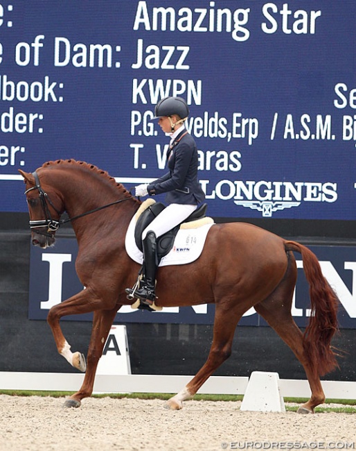 Kirsten Brouwer and Five Star at the 2016 World Young Horse Championships :: Photo © Astrid Appels