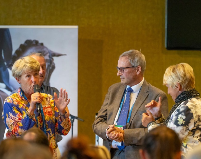 Kyra Kyrklund, David Hunt and Katrina Wüst were three of many speakers at the 2018 Global Dressage Foundation Stakeholders' meeting at the 2018 CDIO Aachen