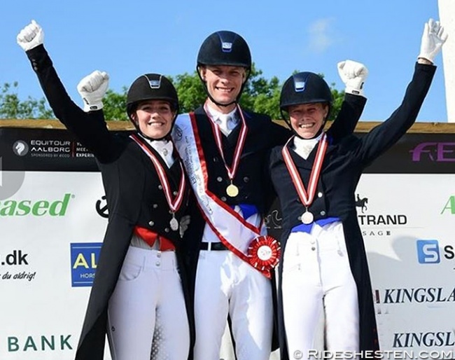 The 2019 Danish Grand Prix Championship podium: Dufour, Bachmann, Thinggaard :: Photo © Ridehesten