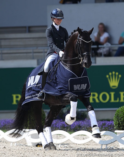 Charlotte Fry and Glamourdale win the Prix St Georges at the 2019 CDIO Aachen :: Photo © Astrid Appels