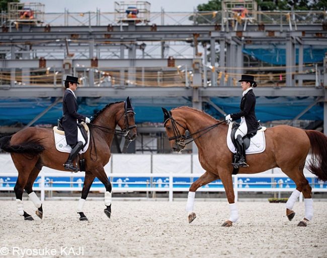 Pas de Deux at the open day of the JRA Equestrian Park for the 2020 Tokyo Olympic, construction still going on in the background