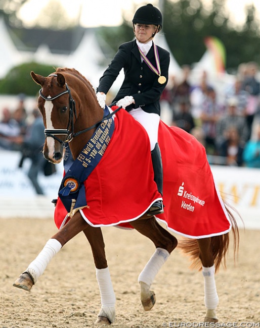 Lena Stegemann and Scara Boa at the 2013 World Championships for Young Dressage Horses :: Photo © Astrid Appels