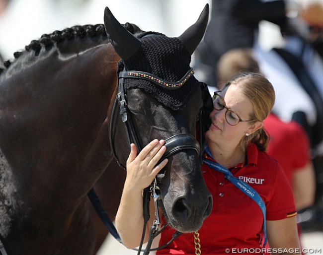 Ann-Christin De Boer (GER), groom for Olympic Dressage golden girl Helen Langehanenberg, is nominated in the FEI Best Groom category :: Photo © Astrid Appels