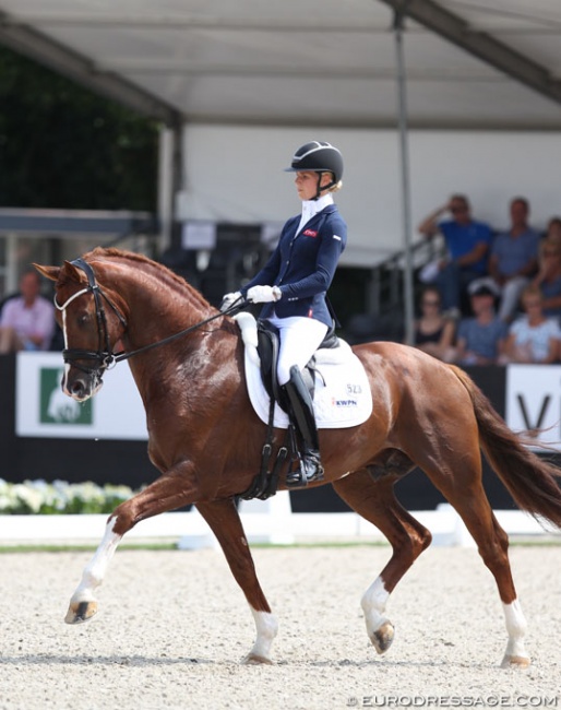 Juliane Burfeind and Ibiza at the 2018 World Young Horse Championships :: Photo © Astrid Appels