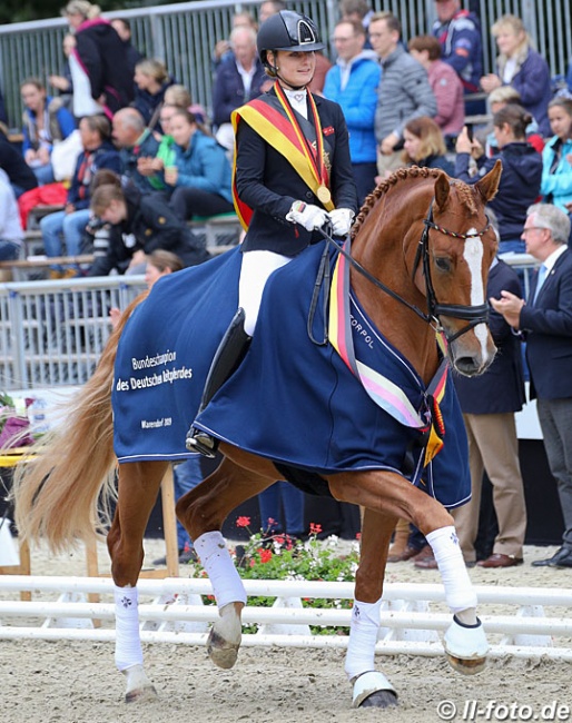 Bianca Nowag and Escorial Q at the 2019 Bundeschampionate :: Photo © LL-foto