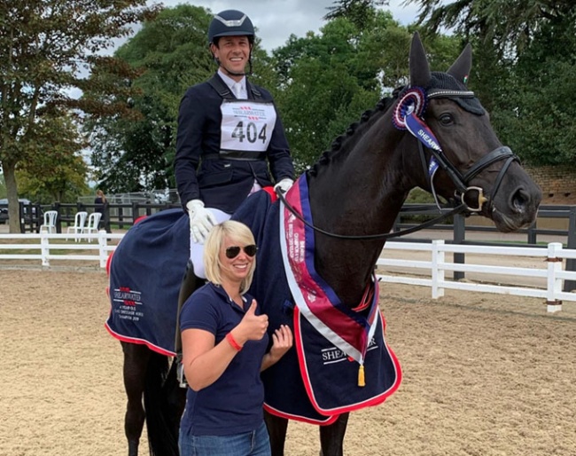 Tom Goode on Special Diva with a proud owner  Isabelle Bergmann at the 2019 British Young Horse Championships