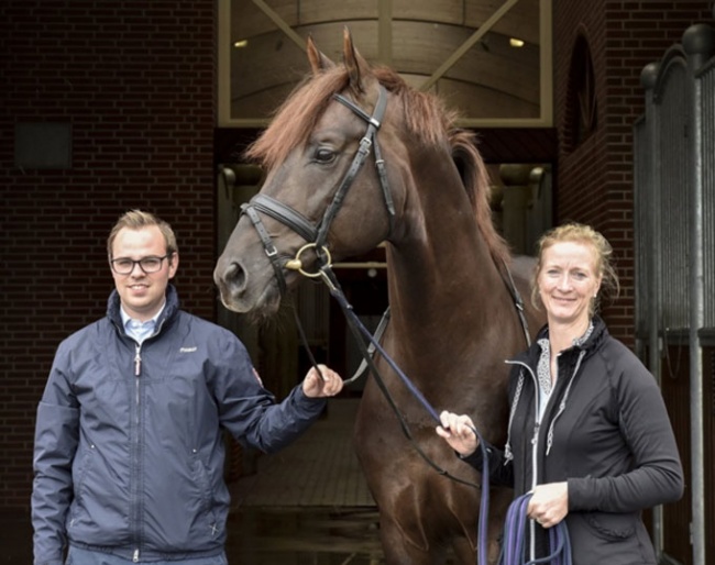 Blue Hors breeding director Martin Klavsen with Nathalie zu Sayn-Wittgenstein and Fifty Cent