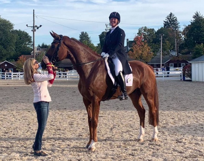 Jacqueline Brooks on Westwood with long-time coach Ashley Holzer at 2019 Dressage at Devon