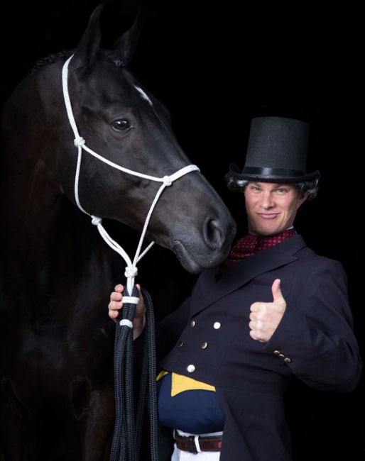 Tristan Tucker, here typecast as Brett Kidding, is the star dressage presenter at 2019 Equitana Auckland