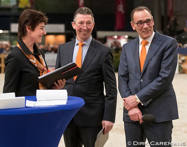 Marrian Dorresteyn, Reijer van Woudenbergh and Bert Rutten at the 2017 KWPN Licensing :: Photo © Dirk Caremans