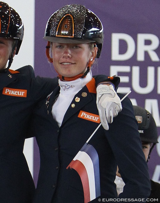 Senna Evers with team silver at the 2019 European Children Championship :: Photo © Astrid Appels