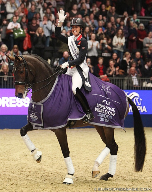 Charlotte Dujardin and Mount St. John Freestyle win the 2019 CDI-W London :: Photo © Astrid Appels