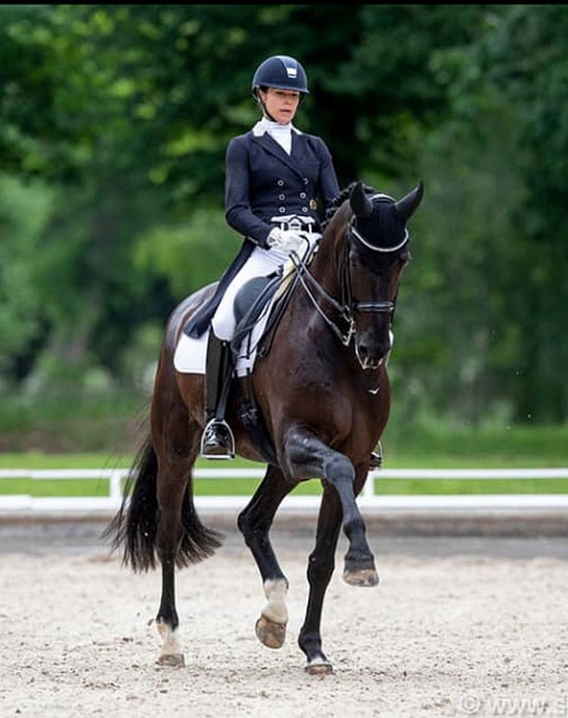 Sandra Nuxoll on Bonheur de la Vie at the 2019 Nurnberger Qualifier in Redefin :: Photo © Stefan Lafrentz