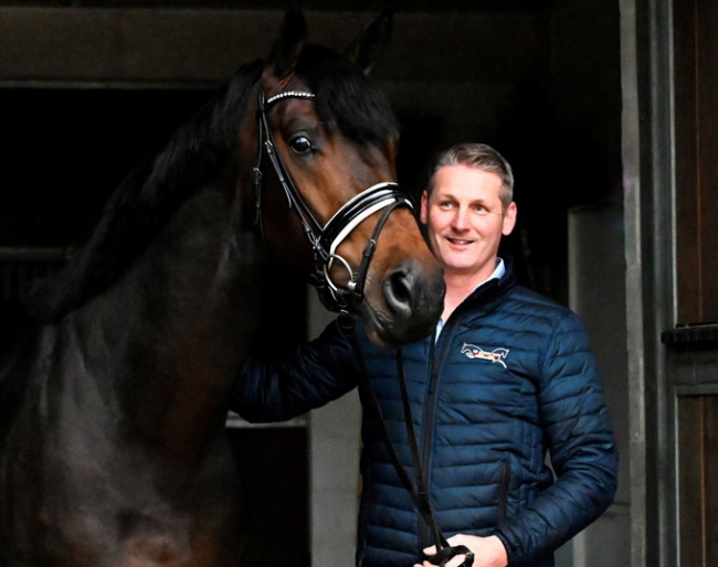 Bjorn van Kessel and stallion First Lewis at De Ijzeren Man in Weert, The Netherlands