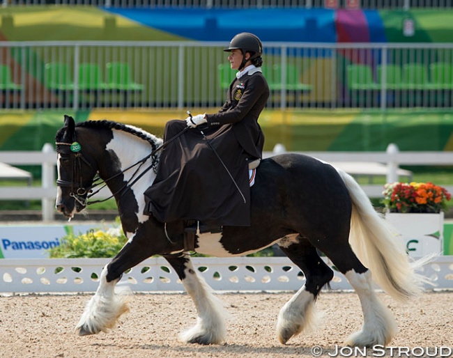 Belgian Grade II para rider Barbara Minecci on Barilla at the 2016 Paralympics in Rio :: Photo © Jon Stroud