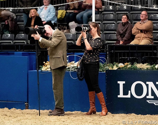 British photographer Jon Stroud (who also does a lot of para photography) and Eurodressage's Astrid Appels  at the 2019 London Olympia Horse Show :: Photo © Lily Forado