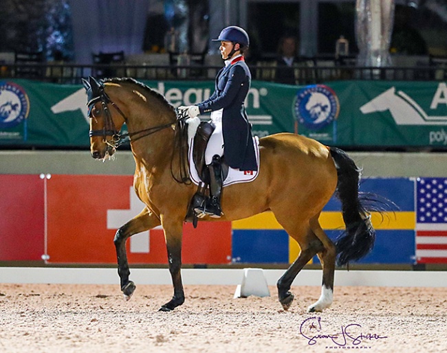 Jill Irving and Degas win the CDI-W Grand Prix on the first day of competition of the 2020 Wellington Dressage Season :: Photo © Sue Stickle