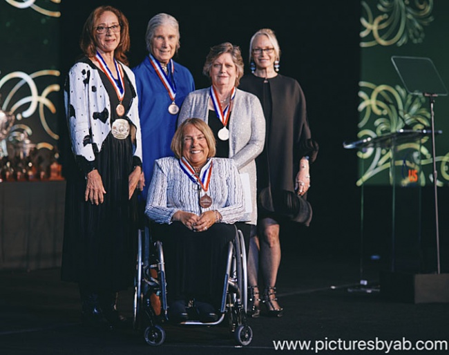 Hope Hand (Front Center) receiving her Pegasus Medal of Honor at the U.S. Equestrian Federation Annual Meeting in West Palm Beach, Florida, January 10, 2020 :: Photo © Adam Brennan