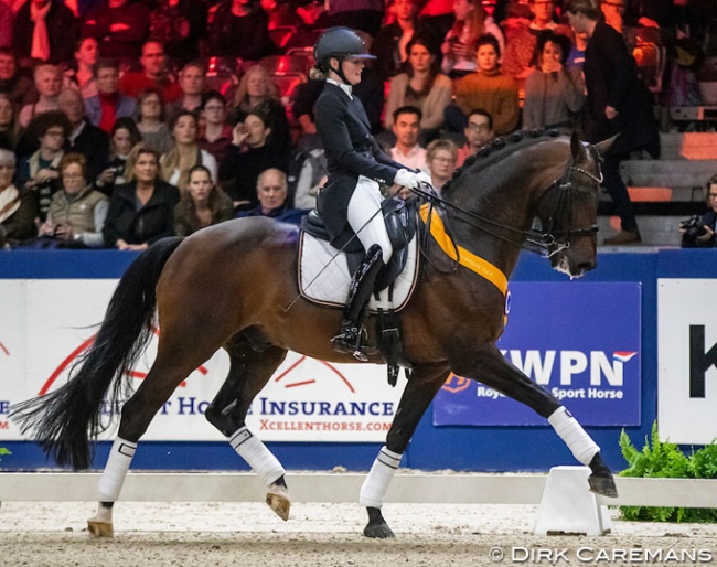 Renate van Uytert-van Vliet on Bordeaux at the 2020 KWPN Stallion Licensing :: Photo © Dirk Caremans