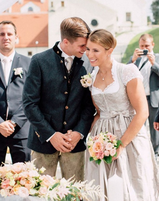 Newly weds Cale Jandro and Franziska Fries at their civil ceremony in September 2018