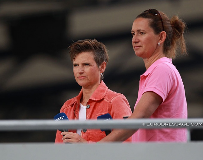 Nicole Uphoff (right) at the 2016 CDIO Aachen ready to get interview by German television :: Photo © Astrid Appels