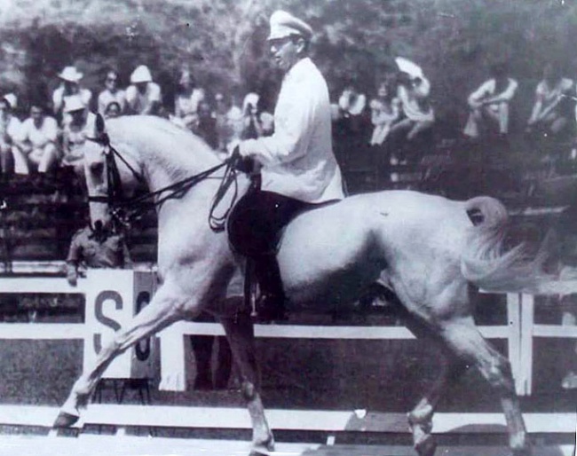 Chilean dressage rider Antonio Piraino on Ciclon at the 1968 Olympic Games in Mexico City