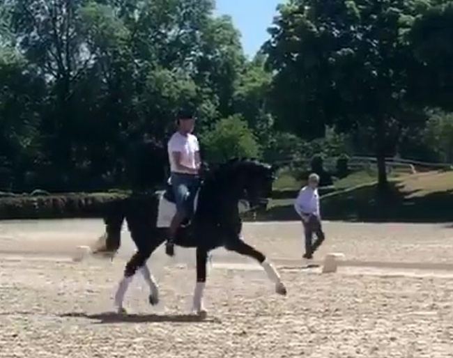 Edward Gal riding Toto Jr at the team training session in Ermelo with Alex van Silfhout