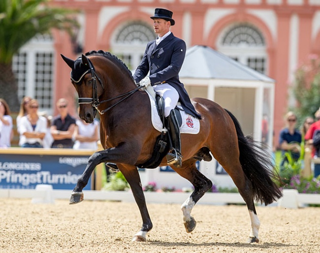 Matthias Alexander Rath and Grand Prix stallion Foundation at the 2019 CDI Wiesbaden