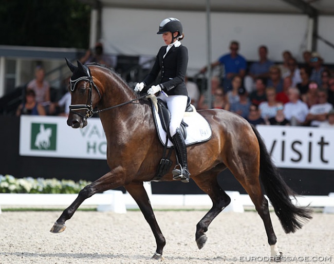 Simone Pearce and Lindballe's Just Perfect at the 2018 World Young Horse Championships :: Photo © Astrid Appels