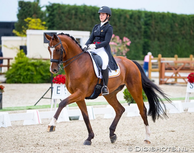 Kayleigh Buelens and Fifty Ways to Victory riding to gold at the 2019 Belgian Dressage Championships :: Photo © Digishots