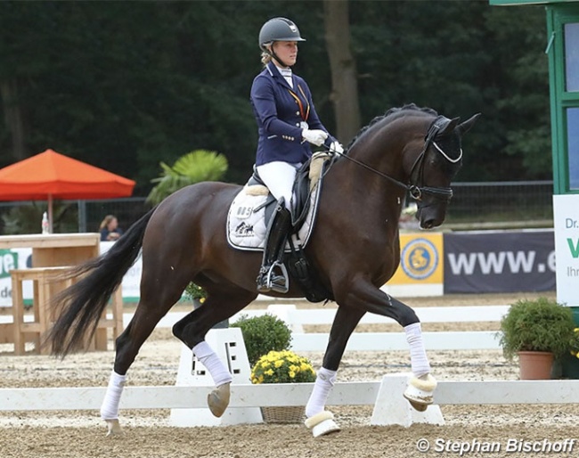 Lisa Horler and Danny Cool (by Danciano de Malleret) win the silver medal at the 2020 Bundeschampionate :: Photo © Stephan Bischoff