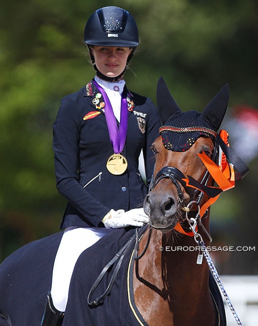 Shona Benner and Der Kleine Sunnyboy win team gold at the 2020 European Pony Championships :: Photo © Astrid Appels
