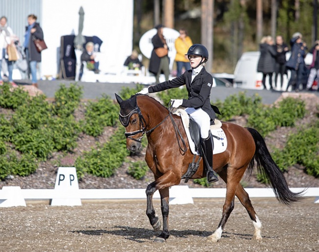 Roosa Salo and Sir Maximus Welshwarrior win the pony division at the 2020 Finnish Dressage Championships :: Photo © Hanna Heinonen