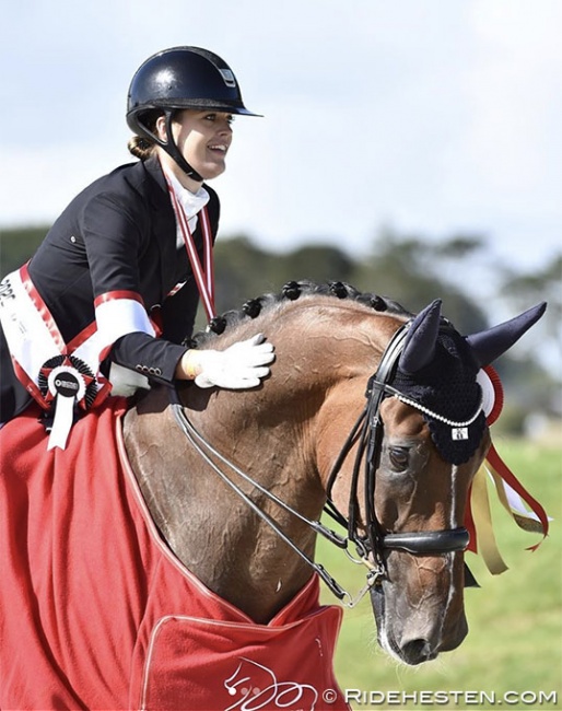 Anne-Mette Strandby Hansen and Foco Loco W win the 2020 Danish Under 25 Championships :: Photo © Ridehesten