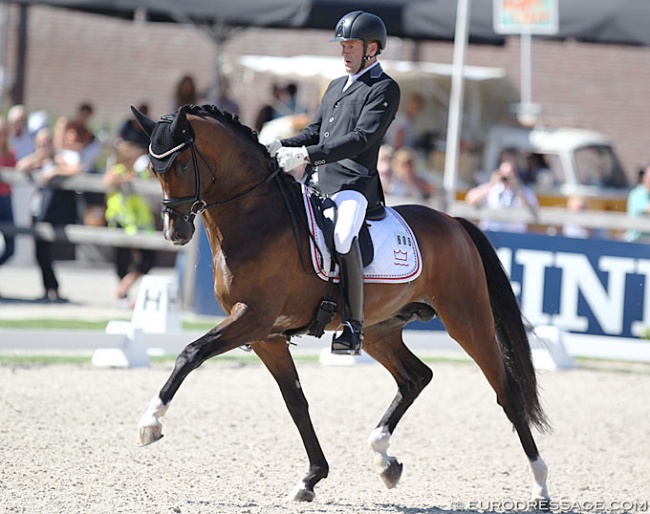 Jan Möller Christensen and Hesselhøjs Donkey Boy at the 2018 World Young Horse Championships :: Photo © Astrid Appels