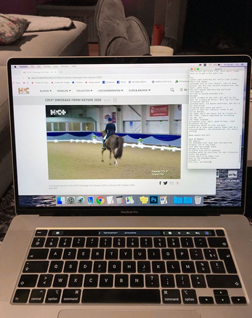 Watching the night owl Grand Prix class at the 2020 CDI Keysoe via live stream