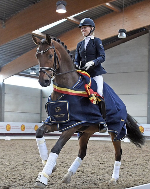 German Andrea Müller-Kersten and the Belgian owned Belaggio were triple Belgian Young Horse Champions in 2016, 2017 and 2018 in Gesves :: Photo © Nathalie Geerlandt