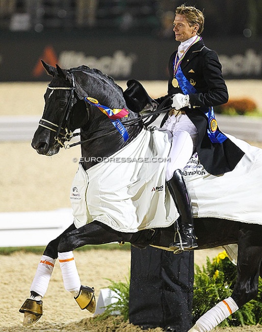 Edward Gal and Totilas, triple gold medalists at the 2010 World Equestrian Games :: Photo © Astrid Appels