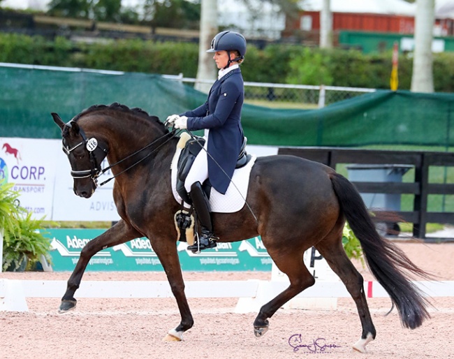 Pia Fortmuller and Frieda win the national show series for Developing PSG Horses in Wellington :: Photo © Sue Stickle