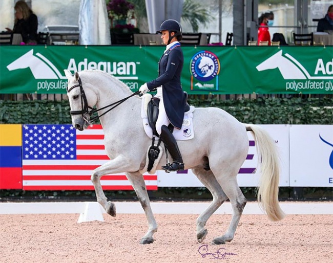 Adrienne Lyle and Harmony's Duval at the 2021 CDI-W Wellington :: Photo © Sue Stickle