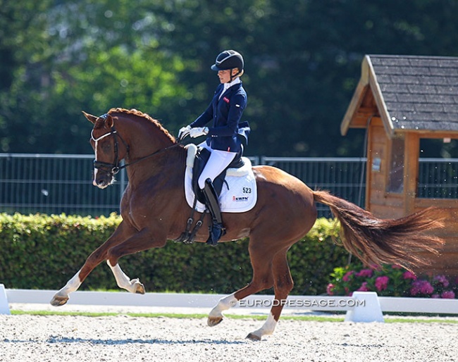 Juliane Brunkhorst and Ibiza at the 2018 World Young Horse Championships :: Photo © Astrid Appels