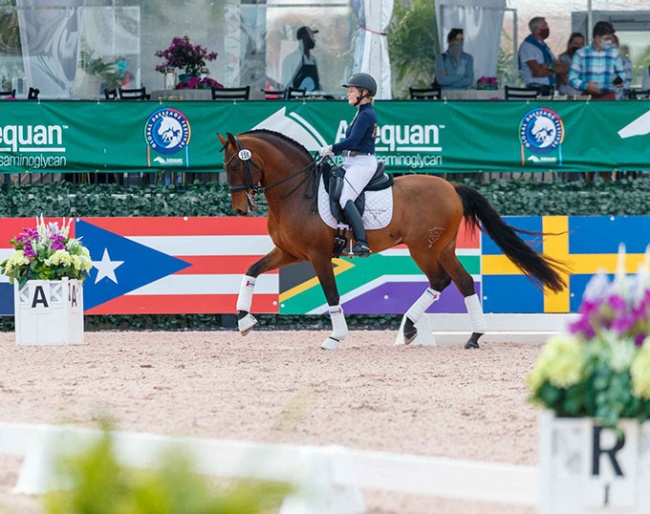 Maria Lithander on Campanero HGF at the USPRE demo ride during the 2021 CDI Wellington :: Photo © Lily Forado