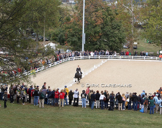 Totilas Madness: people flocked together everywhere, even around the warm-up to see Totilas. Here at the 2010 World Equestrian Games, where Schockmöhle approached Visser to buy the stallion :: Photo © Dirk Caremans
