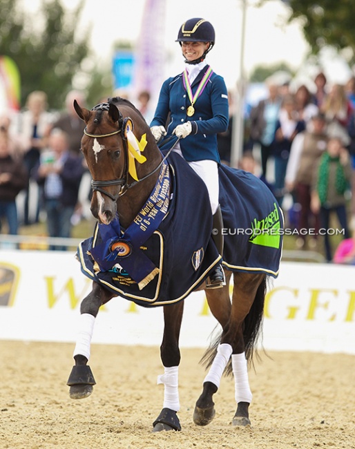 Eva Möller and Sa Coeur at the 2013 World Young Horse Championships :: Photo © Astrid Appels