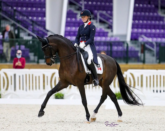 Lindsay Kellock and Sebastien competing at the 2021 CDI Ocala, the inaugural international dressage competition hosted at the brand new  World Equestrian Center. All classes take place indoor because the forecast predicted rainstorms