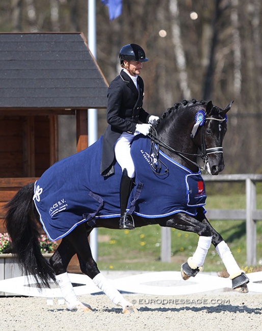 Edward Gal won the Grand Prix on Total U.S. but rode the prize giving with Toto Jr at the 2021 CDI Opglabbeek :: Photo © Astrid Appels