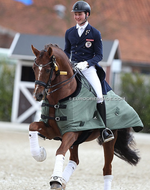 Happy faces all around as international competition resumes in Europe this spring. Paul Jöbstl and Bodyguard won the junior tests :: Photo © Astrid Appels