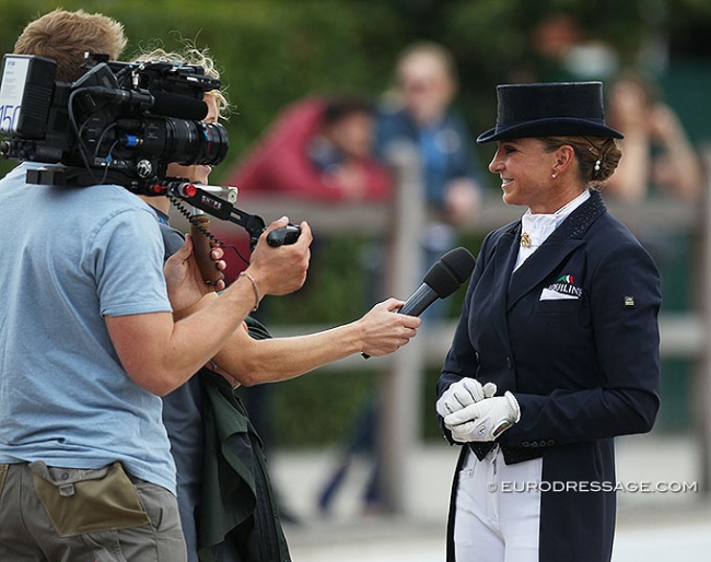 Dorothee Schneider getting interviewed by German television at the 2019 CDIO Aachen :: Photo © Astrid Appels