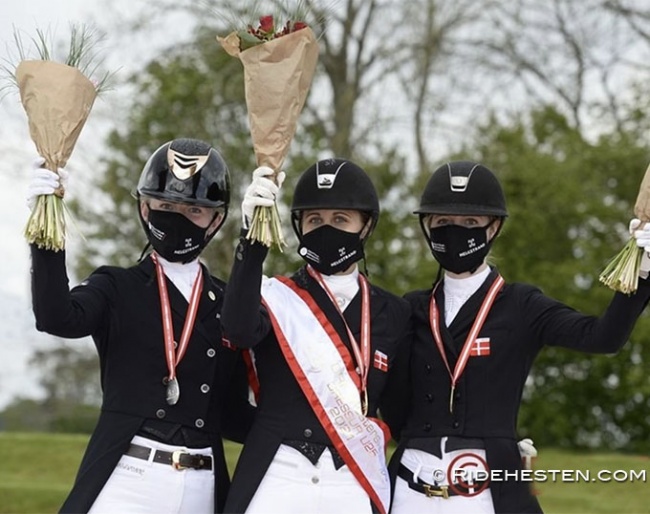 Josefine Hoffmann, Victoria Vallentin and Sandra Aagaard Hyrm made the U25 podium at the 2021 Danish Grand Prix Championships :: Photo © Ridehesten